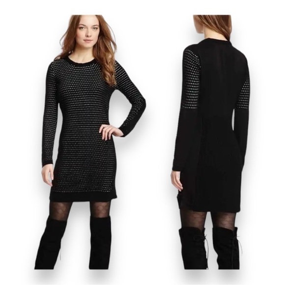 Walter Baker Dresses & Skirts - Walter Baker Celia Sweater Dress Black White Polka Dot Cotton Ribbed Women M